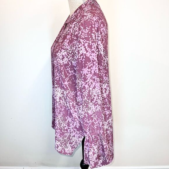 H by Halston Oversized Bell Sleeve Blouse Concealed Front Buttons Womens Sz M - Picture 5 of 10